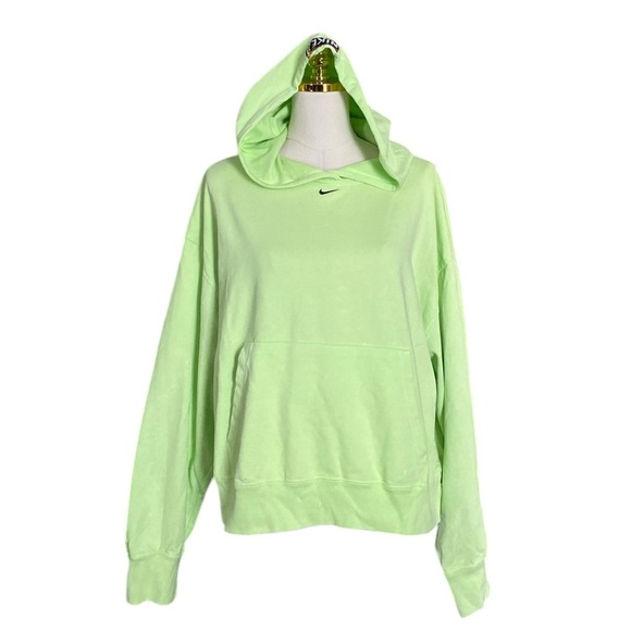 NIKE Women's Washed Cropped Neon Green Casual Sporty Oversized Hoodie Size M - Picture 9 of 15